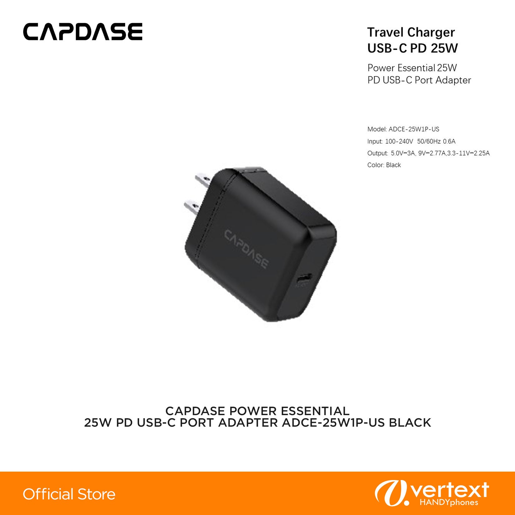 Capdase POWER ESSENTIAL 25W PD USB-C PORT ADAPTER ADCE-25W1P-US