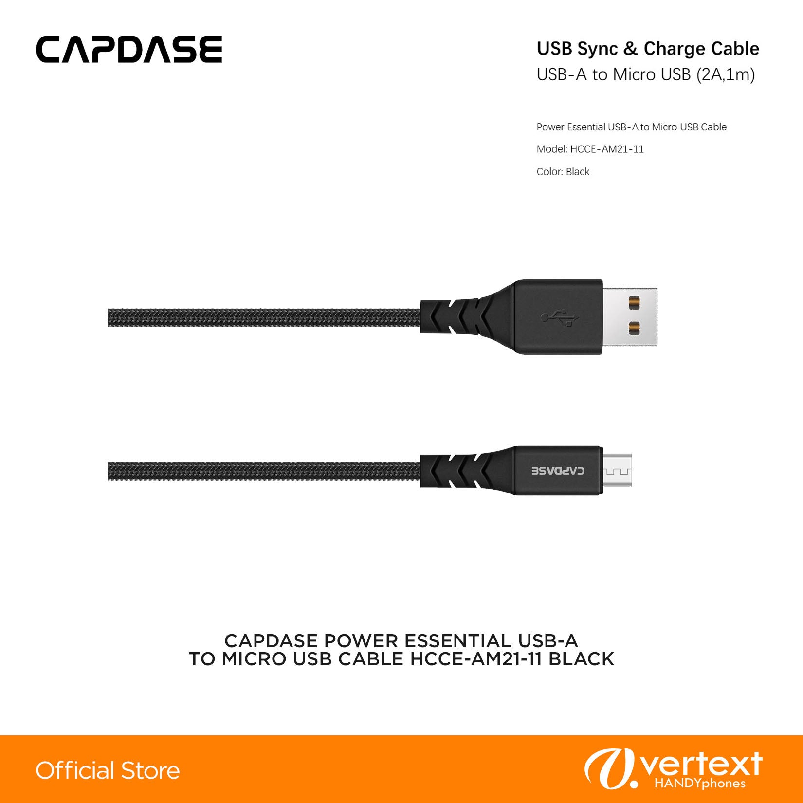 Capdase POWER ESSENTIAL USB-A TO MICRO USB CABLE HCCE-AM21-11