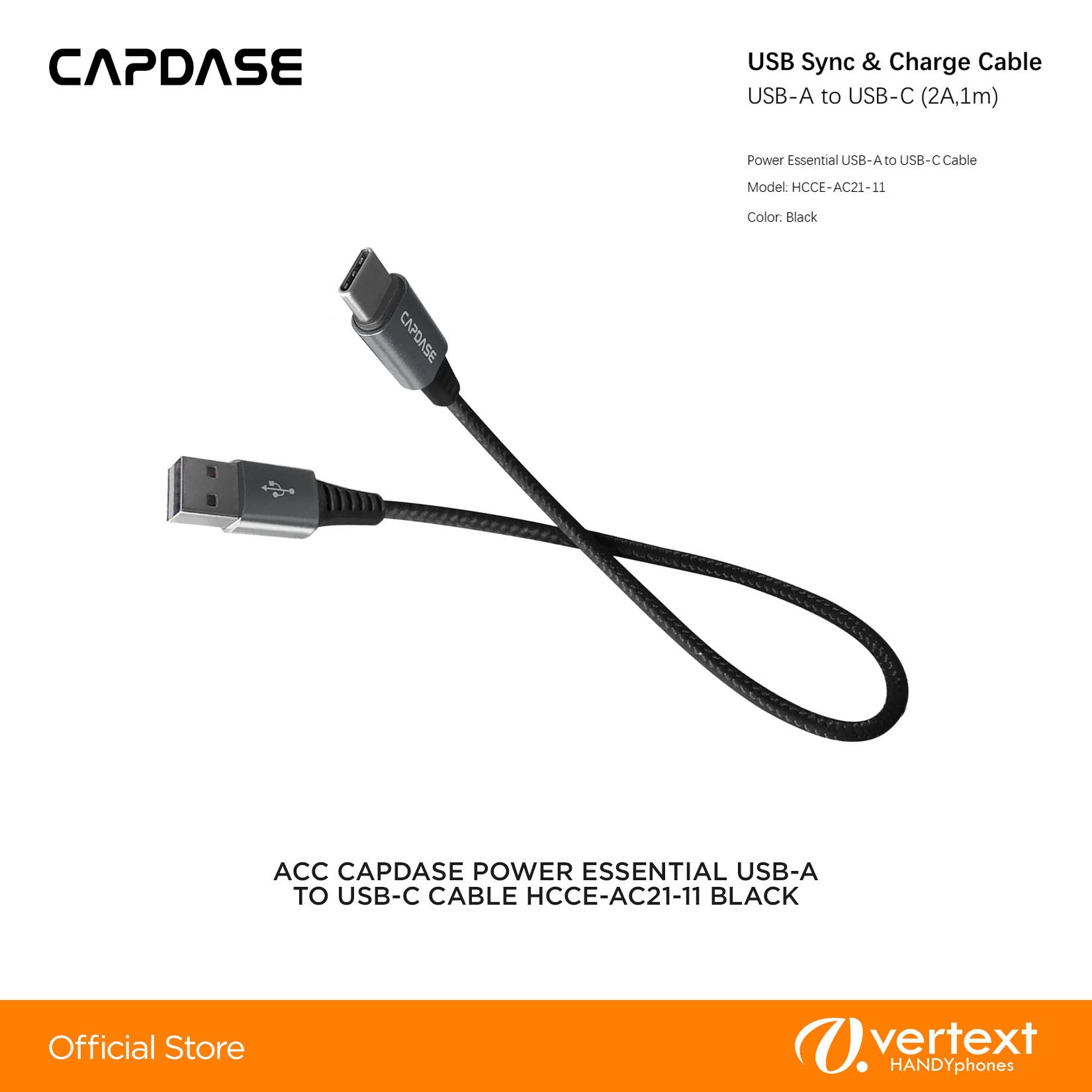 Capdase POWER ESSENTIAL USB-A TO USB-C CABLE HCCE-AC21-11