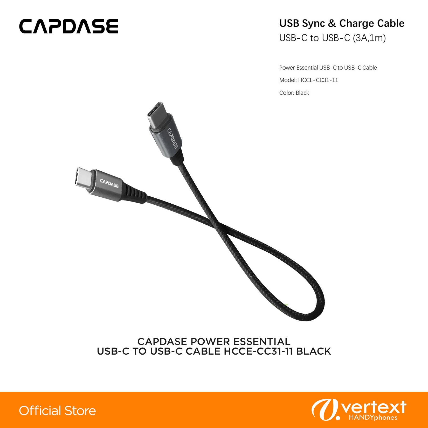 Capdase POWER ESSENTIAL USB-C TO USB-C CABLE HCCE-CC31-11